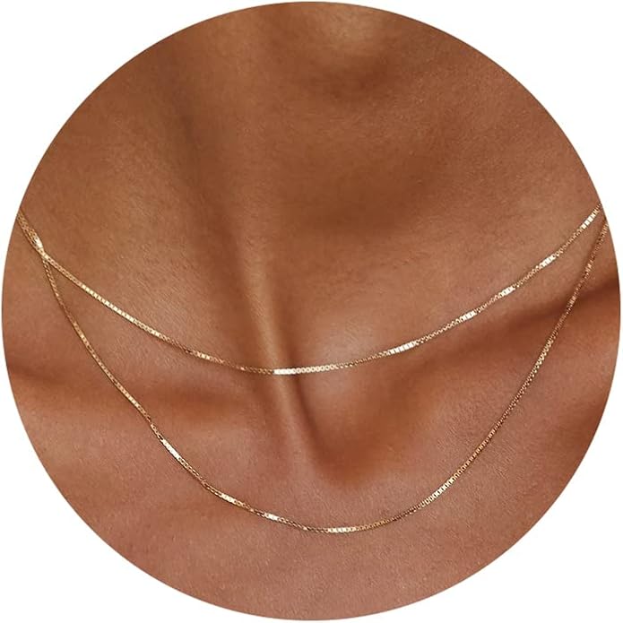 CHESKY Layered Necklaces for Women, 14K Gold Plated Chain Necklace Women Trendy Cuban Link Paperclip Chain Toggle Clasp Necklace Fashion Chunky Jewelry for Women