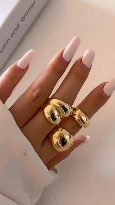 Sora Tuki Rings for Women Chunky Rings Set Adjustable Stackable Ring for Women Bold Thick Statement Ring Trendy Chunky Jewelry