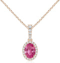 Angara Natural Pink Sapphire Pendant for Women | Vintage Style Oval Pink Sapphire Halo Pendant in 14K Solid Gold/Platinum With 18" Chain | Birthday, Anniversary, Gemstone Jewelry Gift