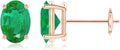 ANGARA Natural Emerald Earrings for Women | Oval Shape Emerald Classic Earrings in 14K Solid Gold/Platinum | May Birthday, Anniversary, Gemstone Jewellery Gift