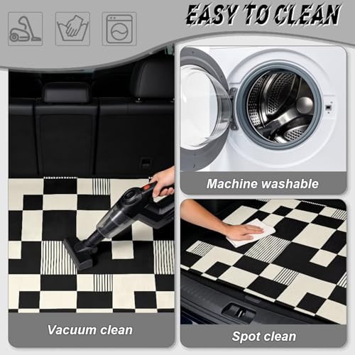 Black Checkered Universal Car Trunk Mat All Weather Trunk Protection Cargo Liner - Image 5