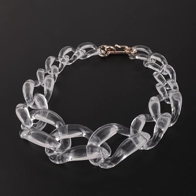 Wiwpar Acrylic Choker Necklace Statement Chunky Fashion Acrylic Necklace Colorful for Women (White)