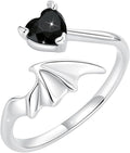 WOSTU Animal Open Adjustable Ring Playful Cat Dachshund Snake Koi Fish Hummingbird Bat Heart Feather Stacking Ring for Women, Sterling Silver Plated Pet Memorial Jewelry Gift for Cat Lovers