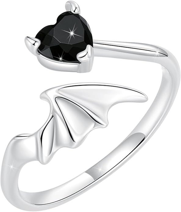 WOSTU Animal Open Adjustable Ring Playful Cat Dachshund Snake Koi Fish Hummingbird Bat Heart Feather Stacking Ring for Women, Sterling Silver Plated Pet Memorial Jewelry Gift for Cat Lovers