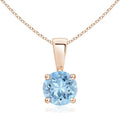 Angara Natural Aquamarine Solitaire Pendant for Women | Round Aquamarine Solitaire Pendant Necklace in 14K Solid Gold/Silver/Platinum With 18" Chain | March Birthday, Gemstone Jewelry Gift