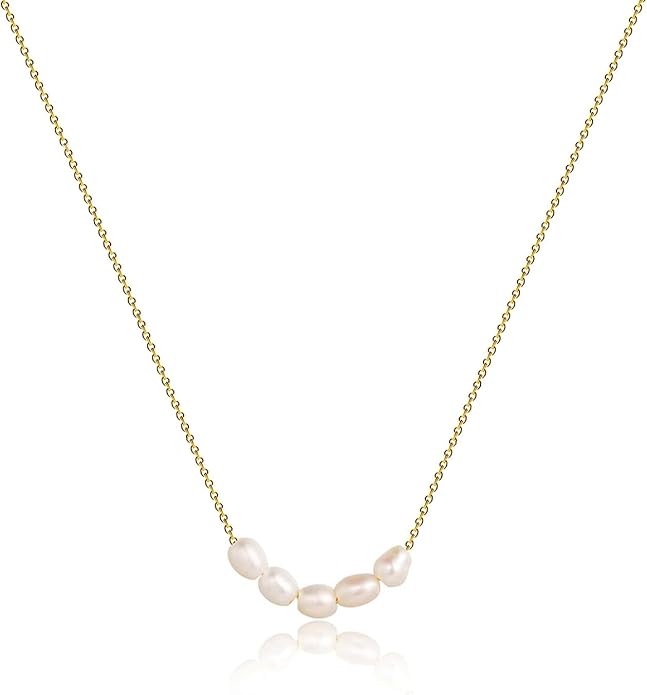 Zeffy Pearl Necklace 4MM/6MM/8MM Dainty Round Imitation Pearl Choker Necklace Wedding Pearl Necklace Delicate Jewelry for Women Simple Bridesmaid Jewelry Gifts