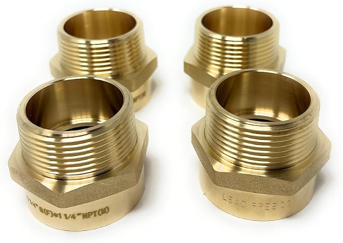 Cascada Lead-Free 1 1/4" G Thread Female to NPT Male Adapter | Brass Pipe - Image 7