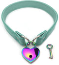 Succuba Padlock Choker Collar Necklace with Lock and Key Heart Lock Choker for Women and Men (F, 18)