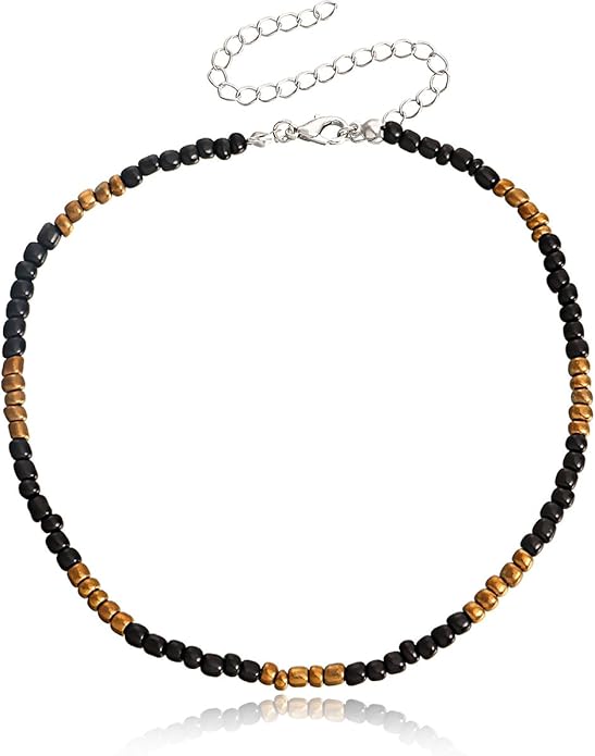 MYANAIL 10PC Colorful Beads Choker Necklace Set for Women Boho Beaded Glamour Choker Jewelry Bohemian Bead Necklace Chain