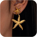 Seashell Starfish Earrings Beach Jewelry for Women Pearl Drop Shell Earrings Ocean Beachy Fashion Accessories Womens Summer Outfits 2026 Tropical Vacation Outfits Beach Vacation Clothes Dresses