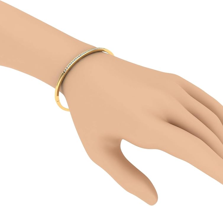 1/2 Carat Channel Set Round-Cut Natural Diamond Bangle Bracelet for Women in 14K Gold (SI1-SI2 Clarity)