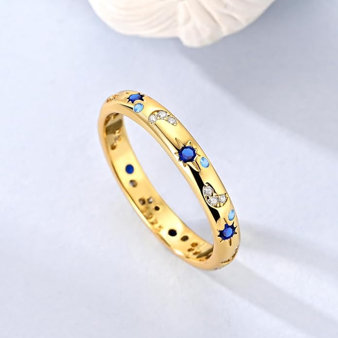Hapour 925 Sterling Silver Ring for Women,Eternity Gorgeous Rings Stackable Rings for Women as Gifts Ring Size 4-10