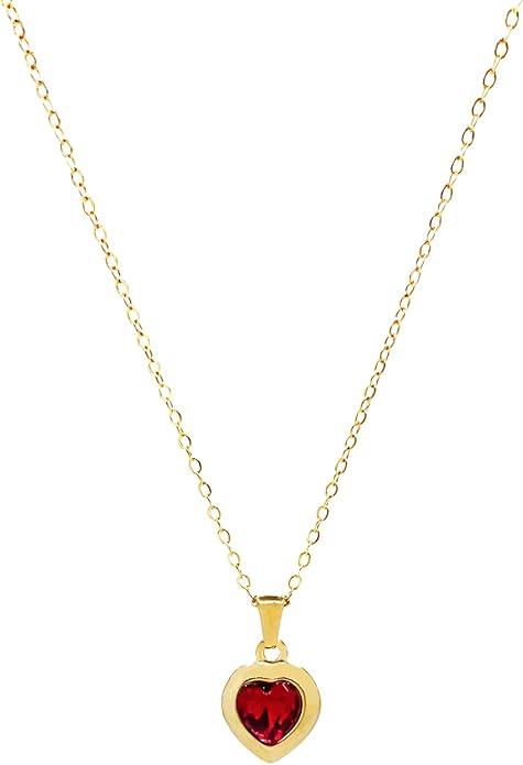 Cute Gold Heart Necklace for Women,18k Gold Plated Cubic Zirconia Charm Necklaces,Stainless Steel Women's Heart Stone Pendant Necklace for Women,16-18 Inches Adjustable Chain,Trendy Jewelry Gifts