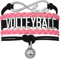 Volleyball Bracelets For Girls- Ideal Volleyball Gifts & Souvenirs. Adjustable Charm Bracelet with Moveable Letters, Infinity Symbol & Silver Volleyball Charm. Fashionable Bracelets by SportyBella.