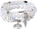 UEUC Tree of Life Yoga Healing Stone Bracelets,Multilayer Lotus Chakra Stone Reiki Bracelet Sets,Anxiety Crystal Natural Stone,for Women Stress Relief