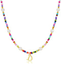 M MOOHAM Valentines Day Gifts for Kids Teen Girls - Colorful Initial Necklaces for Girls Women Kids, Beaded Pearl Choker Necklace for Women Trendy, Birthday Gifts Teenage Girl Teen Kid Jewelry