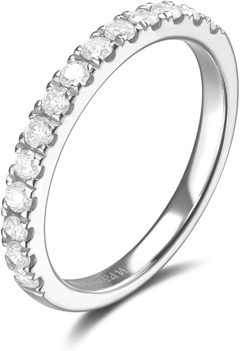 AGVANA Eternal Glow 0.42 Ct. Tw. Lab Grown Diamond Ladies Eternity Wedding Anniversary Stackable Band Ring in Sterling Silver Engagement Promise Wedding Band Ring for Women (D-E Color, VS Clarity)