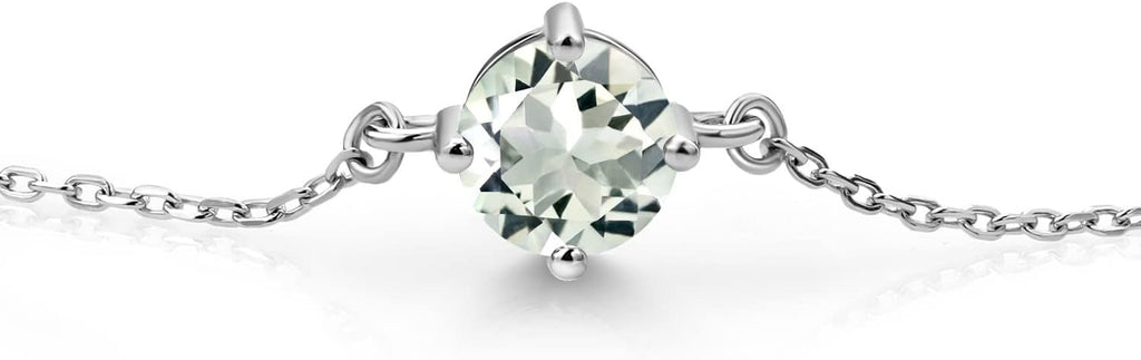 Gem Stone King Gemstone Birthstone Solitaire Bracelet For Women | 925 Sterling Silver | Round 6MM | Gift for Her Women Wife Mom Lady Daughter | Adjustable Bolo Bracelet | Easy-On Easy-Off