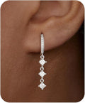 Dangle Earrings For Women Trendy 14K Gold Plated Drop Silver Long Dangling Dainty CZ Simple Hanging Jewelry
