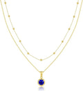 14K Gold-Plated Women's Double-Layer Birthstone Necklace Delicate Round Birthstone Pendant with a Simple Necklace, a Birthday Gift for Women Teenage Girls