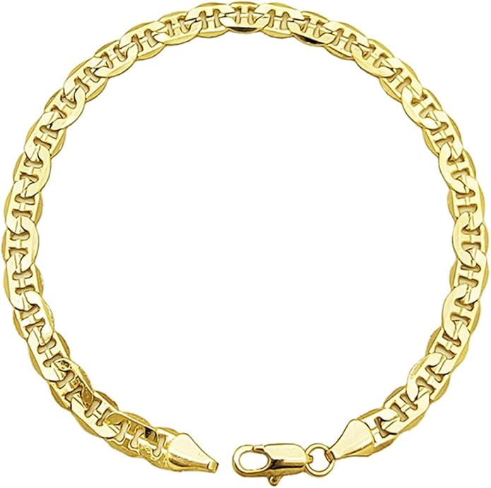 Gold Electroplated Anklet for Women, 9-12 Inch Sizes, Figaro, Cuban, Mariner, Herringbone Design - Made in Korea