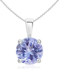 Angara Natural Tanzanite Solitaire Pendant for Women | Round Tanzanite Solitaire Pendant Necklace in 14K Solid Gold/Silver/Platinum With 18" Chain | December Birthday, Gemstone Jewelry Gift