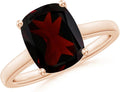 Angara Cushion Garnet Solitaire Ring in Sterling Silver/14K Solid Gold/Platinum | Natural Garnet Solitaire Ring for Women | January Birthday, Anniversary, Gemstone Jewelry Gift