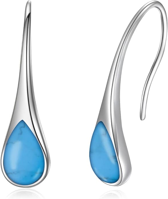 925 Sterling Silver Small Pear-Shaped Modern Style Hook Earrings with Crystals from Austria