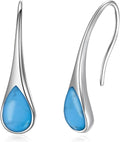 925 Sterling Silver Small Pear-Shaped Modern Style Hook Earrings with Crystals from Austria