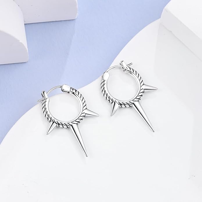 Parmuz 925 Sterling Silver Huggie Hoop Earrings Butterfly Posts Thick Chunky Hoops for Women Small Tiny cuff Cubic Zirconia Snake Heart Earring