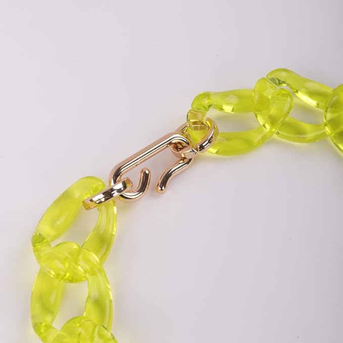 Wiwpar Acrylic Choker Necklace Statement Chunky Fashion Acrylic Necklace Colorful for Women (Yellow)