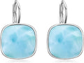 AOBOCO Sterling Silver Leverback Earrings Embellished with Crystals from Austria, Hypoallergenic Cushion Cut Square Crystal Earrings, Fine Anniversary Birthday Jewelry Gifts for Women