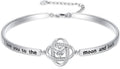 Valentines Day Gifts for Her, 18k White Gold Plated Love Knot Bracelets, Engraved Inspirational and Sentiment Bangle, Anniversary Birthday Jewelry Gift for Lover Wife Girlfriend Sister Friends