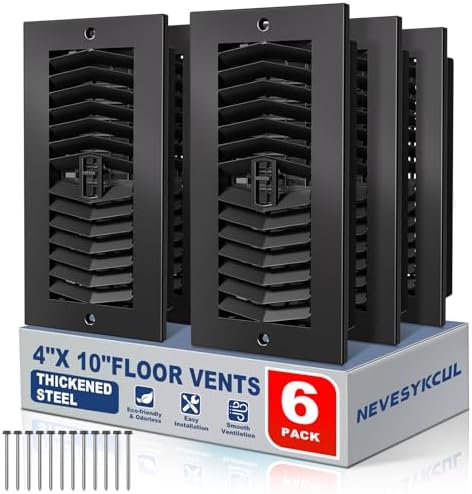 4x10 Floor Vent Cover 6-Pack Heavy Duty Floor Register by NEVESYKCUL