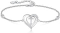 RIVIKO Heart Initial Bracelets for Women,925 Sterling Silver Letter Bracelets, Personalized Charm Alphabet Jewelry Valentines Christmas Mother’s Day Birthday Gifts for Women Friend Her Mom Wife Lady