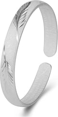 925 Sterling Silver Cuff Bangle Bracelets Adjustable Open Bangles, Fashion Jewelry Simple Adjustable 925 Silver Bangles for Women Mom Wife