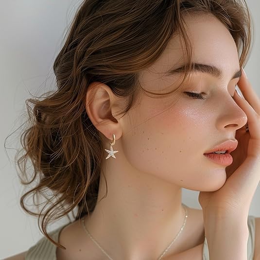 Starfish Earrings for Women Gold Sea Shell Earrings Summer Beach Vacation Outfits for Women