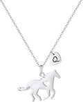 MONOOC Valentines Gifts for Kids Her Girls - Horse Necklace Gifts for Girls Horse Jewelry Necklaces Heart Initial Necklace Valentines Gift for Kids Her Teen Girl Women