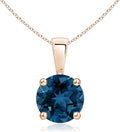 Angara Natural Blue Topaz Solitaire Pendant for Women | Classic Prong-Set Round Blue Topaz Pendant in 14K Solid Gold/Silver/Platinum With 18" Chain | December Birthday, Gemstone Jewelry Gift