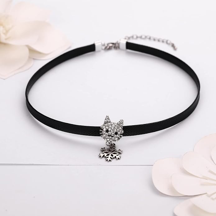 Yonhon Black Choker Necklace for Women,Gold/Siver Tone Choker Necklace with Elegant Pendantant