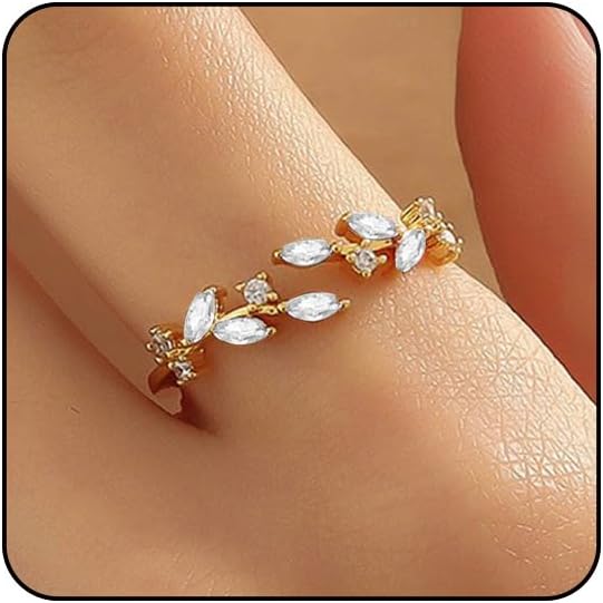 Sora Tuki Rings for Women Adjustable Leaf Ring Dainty Stackable Rings for Women Unique Purple Blue Red Green Ring for Women Trendy Jewelry