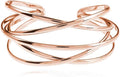FUTIMELY Boho Chunky Cuff Bracelet for Women,Gold/Silver/Rose gold Multi-layer Cross Wire Bangle Bracelets Open Adjustable Wide Cuff Bracelet Fashion Statement Jewelry