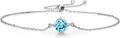 Gem Stone King Gemstone Birthstone Solitaire Bracelet For Women | 925 Sterling Silver | Round 6MM | Gift for Her Women Wife Mom Lady Daughter | Adjustable Bolo Bracelet | Easy-On Easy-Off