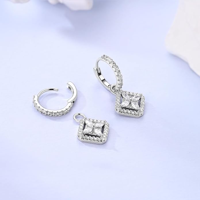 LAZA 925 Sterling Silver Hoop Earrings for Women, Hypoallergenic Huggie Butterfly Dangle Drop Earrings Colorful Flower Earrings Jewelry Gifts