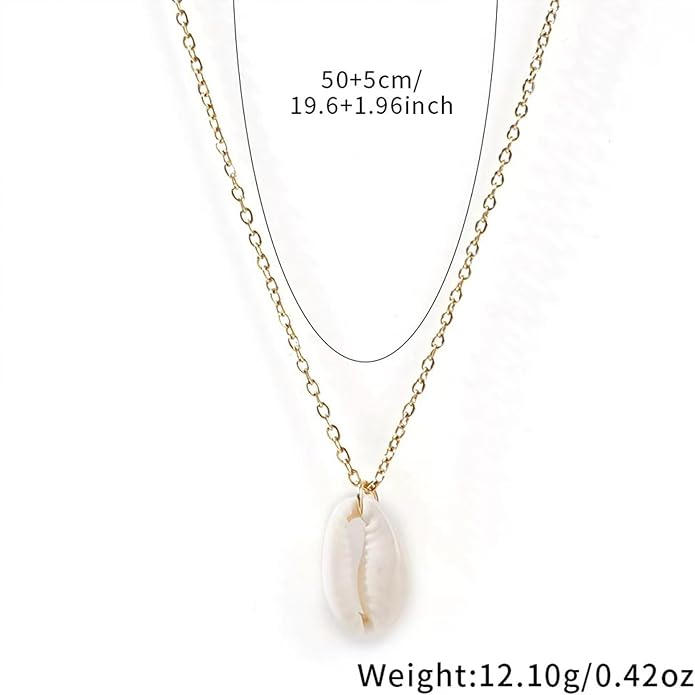 Gold Sea Shell Necklace Layered Charm Necklace for Women Boho Summer Seashell Beach Starfish Necklaces 14k Pearl Chain Surfer Jewelry Beach Vacation Essentials