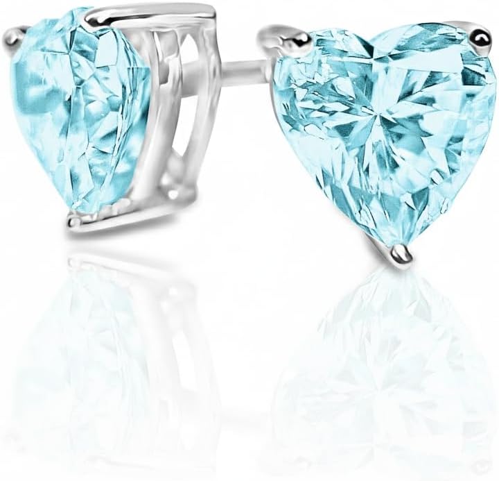 14K White Gold Moissanite Earrings Men & Women, Solid Gold Simulated Diamond and Lab Diamonds Studs for Men & Women, 1ct - 2ct Round, Princess, Heart, Halo Cut, Dangle, Lever or Screw Back Earrings, VVS1, D Color, Pink or Blue - Luxury Gift Box