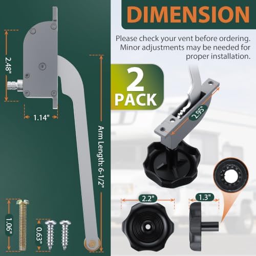 2 Pack RV Roof Vent Operator Assembly - Image 2
