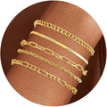 VIBILIA Dainty Gold Chain Bracelet for Women Trendy Stackable Adjustable Layered Metal Bracelet Gold Plated Twist Link Figaro Chain Paperclip Bracelets Fashion Jewelry