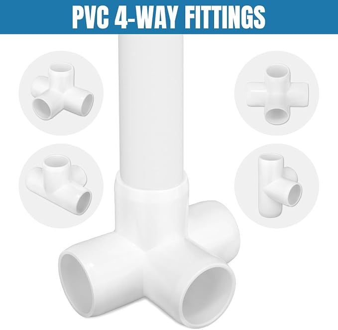 3/4 Inch Tee PVC Fitting 4 Way Elbow Connector, Furniture Grade 90 Degree Elbow - Image 4