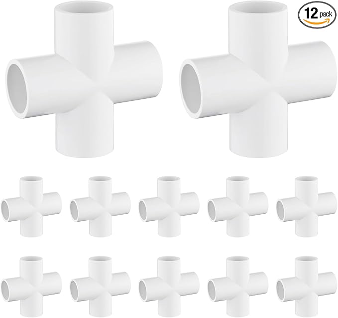 12-Pack 3/4" PVC Fittings Cross, Furniture Grade 3/4 Inch PVC Pipe Fittings 4 by Unknown